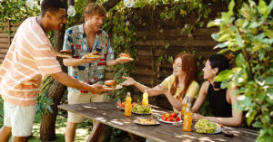 Friends having an outdoor party