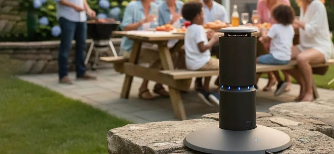 A mosquito repellent system in a backyard