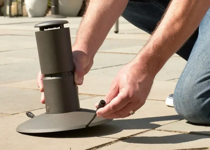 Twin Forks Pest Control® installing a mosquito repellent system in a Long Island backyard