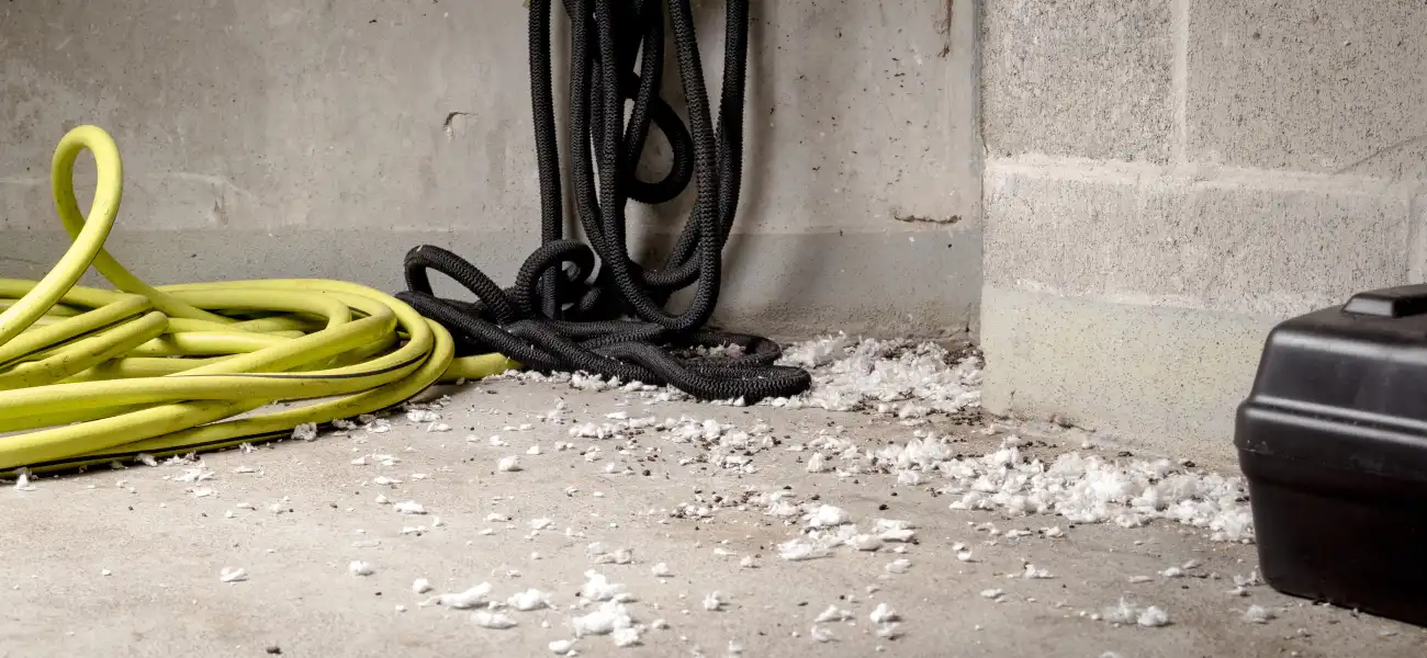 Damage to insulation of a Long Island home from mice
